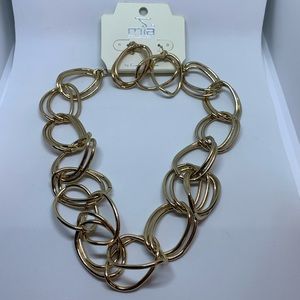 Mia Collection Gold Tone Necklace and Earings